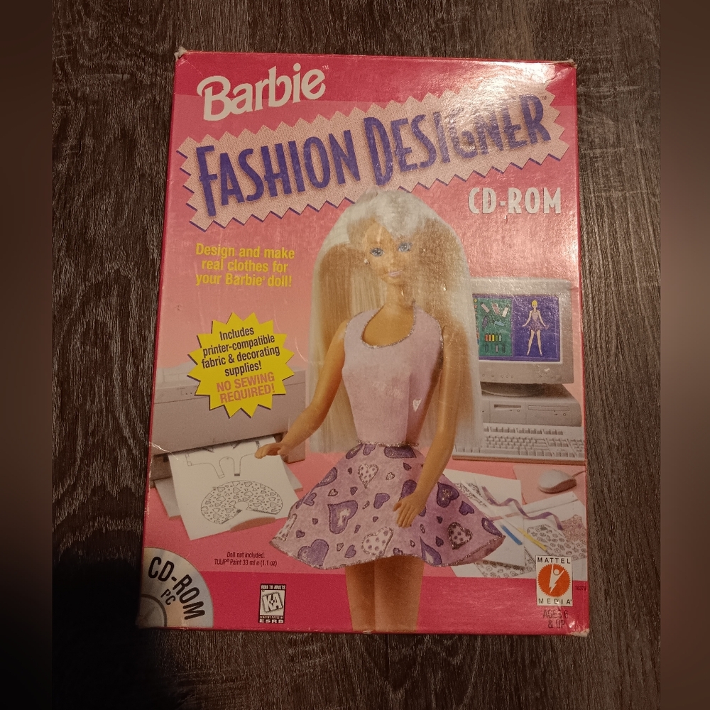 1996 Vintage BARBIE FASHION DESIGNER CD-ROM Kit w/Printable Material & MORE